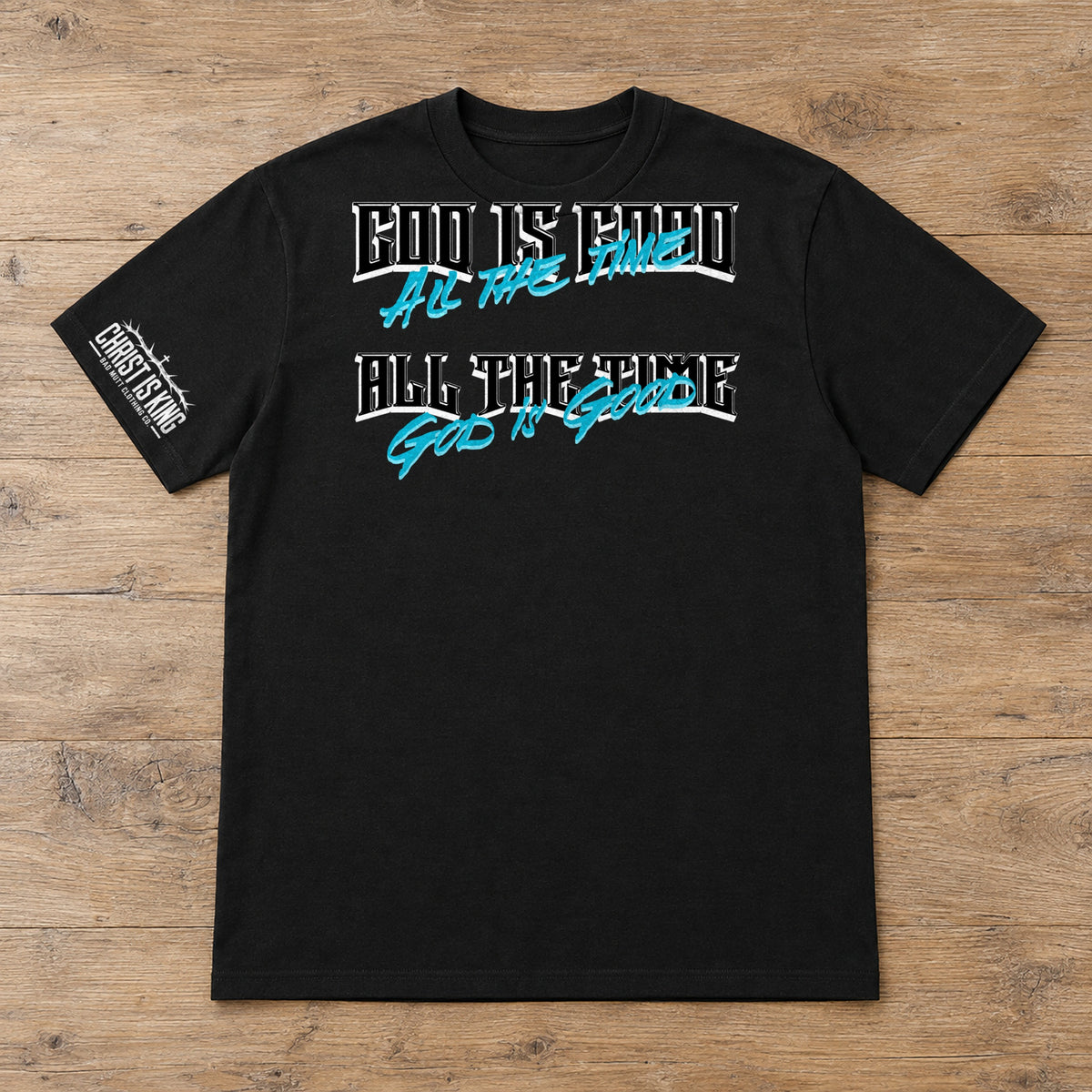 Black — God Is Good Tee, flat lay