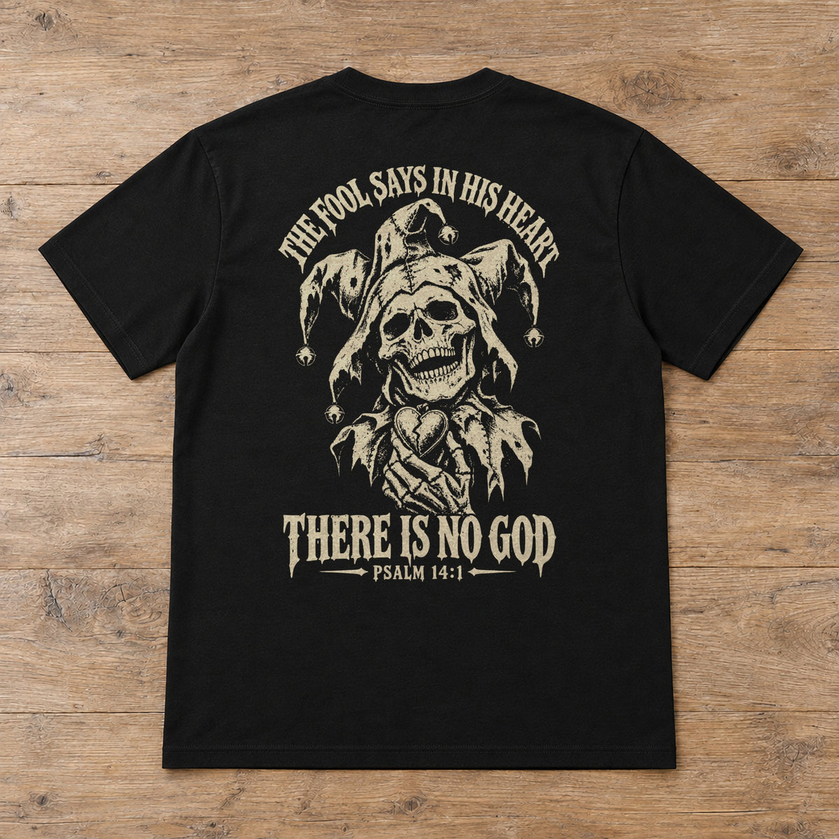 Black — The Fool Tee, back flat lay